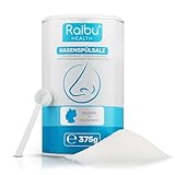Raibu Nasenspülsalz für Nasendusche 150 Portionen I 375g in nachhaltiger XXL Dose inkl. Dosierlöffel I Veganes Nasensalz I Deutsche Produktion I Salz für Nasenspülung