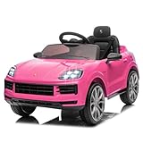 LALAHO Kinder Elektroauto 12V Kinderauto Elektrisch 2,4G-Fernbedienung, Elektrofahrzeuge 2-türig mit MP3, Musik, Hupe, LED-Leuchten (Rosa)
