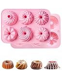 Fonyiunce 2 Stück Mini Gugelhupfform Silikon, 6 Mulden, Wiederverwendbar Kuchenform Klein Savarin Form, Antihaftbeschichted Backformen, für Muffins Brownies Pudding Gelee