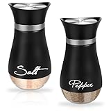 Salz und Pfefferstreuer Set, 120ml Glasboden Salz Pfefferstreuer mit Edelstahldeckel, Gewürzspender, Küchenzubehör, für Haus, Küche, Restaurant, Esstisch, 2 Stück, Schwarz