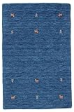 RugVista, Gabbeh Loom Two Lines, Teppich, Mittelflor, 100 x 160 cm, Rechteckiger, Gabbeh, Wolle, Flur, Schlafzimmer, Küche, Wohnzimmer, Blau, Dunkelblau