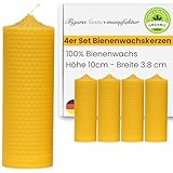Figura Santa® 4 WABENKERZEN - BIENENWACHSKERZEN - Bio Kerzen aus 100% Bienenwachs - 4er Set Adventskerzen Weihnachtskerzen Honigkerzen Premium Naturkerzen Brenndauer ca. 7,5 Stunden - H10 cm x Ø3,8cm