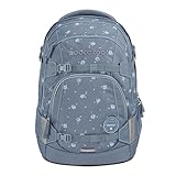 coocazoo Schulrucksack Mate „Bloomy Daisy”, hellgrau, ergonomischer & anpassbarer Tornister, höhen- & größenverstellbar, mit Brustgurt & Hüftgurt, ab der 3. Klasse