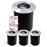 SSC-LUXon 4 Stück JUAVI Bodeneinbaustrahler Außen schwenkbar rund IP67 für 1x GU10 - Bodenspot befahrbar (ohne Leuchtmittel)