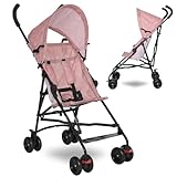 Lorelli Ultra Leichter Buggy Kinderwagen Vaya - nur 4,7kg - Kompakter Sportsitz bis 15kg, Sitzbuggy mit 5-Punkt-Gurt, faltbarem Verdeck und ergonomischen Griffen, klappbarer Reisekinderwagen, rosa