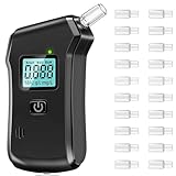 FIVAVA Alkoholtester, Polizeigenau Alkoholmessgeräte mit 20 Mundstücken, Alkoholmessgerät für Den Einsatz zu Hause Oder Auf Partys