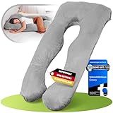 Greacy Seitenschläferkissen mit Bezug - Stillkissen XXL, Schwangerschaftskissen zum Schlafen | Kissen Schwangerschaft | Body Pillow | Komfortkissen Erwachsene Kinder | Waschbar, Flexible Füllung