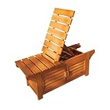 Aufbewahrungsbox mit Deckel Gartenbank Holz 120 x 42 x 45 cm, Gartentruhe Wetterfest Outdoor Zum Sitzen mit Verstellbarer Rückenlehne