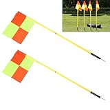 Fußball-Ausrüstung, Eckfahnen-Set für Fußballplatz, mit 4 Stück Quadratischen Flaggen, 4 Stück 2-teiligen 1,5 M Fußballstangen, Training Im Freien
