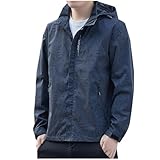 Lycurgius Leichte wasserdichte Herrenjacken mit abnehmbarer Kapuze, winddichte Regenjacke, intelligenter lässiger Regenmantel mit Kapuze, Frühling, Herbst, Outdoor-Mäntel für Golf, Angeln, Radfahren