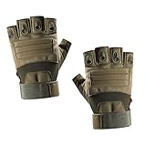 LALADEFIEE 1Paar Taktische Halbfingerhandschuhe für Outdoor Aktivitäten rutschfeste Sporthandschuhe Ergonomisches Design für Radfahren Winterabenteuer Militärgrün