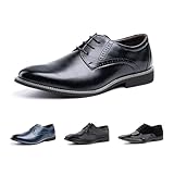Hitmars Anzugschuhe Herren Lederschuhe Faux Business Oxford Derby Schuhe Hochzeits Klassischer Schnürschuh Männer HW1-Schwarz EU42