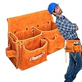 Werkzeugtasche mit Organizer | Robuste Ledertasche mit großer Kapazität, tragbare Werkzeugtasche für Werkstatt, Auto, Schweißen und Garten