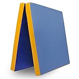 Grevinga Klappbare Turnmatte RG 35 – 200 x 100 x 8 cm - BLAU/GELB - Made in Germany - Faltbare Gymnastikmatte für Fitness, Sport und Gymnastik, Rutschfest und Platzsparend, Weichbodenmatte