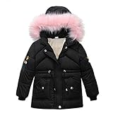Generisch Armbanduhr Mädchen 12 Jahre Reißverschluss Winter Mäntel Jacke Jungen Hoodie Schnee Warme Kinder Dicke Oberbekleidung Kinder Mantel Jacke Handschuhe Junge 5 Jahre (Black, 2-3 Years)