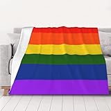 JIPOFD Doppelseitige Regenbogen-Flagge, Decke, Überwurf, warm, gemütlich, Flanelldecke, King-Size-Bett, dicke Decke