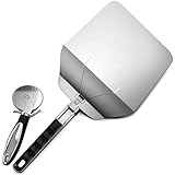 Whisverse Pizza Schale mit Faltbarem Griff Zur Einfachen Aufbewahrung, Premium Pizza Paddel Aus Metall zum Backen und Schneiden Von Hausgemachtem Pizza Brot