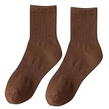 Strümpfe Damen Sneaker Paare Frühling Sommer Tube Einfarbige Baumwollsocken für Männer Frauen Schweißabsorbierende atmungsaktive Sportstrümpfe Halterlose Strümpfe Englisch (Coffee, 20CM*8CM)
