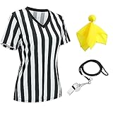 redgino Schiedsrichtertrikot für Damen, offizielles schwarz-weiß gestreift, V-Ausschnitt, Schiedsrichter-Trikot, kurzärmelig, Ref. T-Shirts für Basketball, Fußball, Refs, Weihnachten, Kellnerinnen und