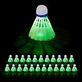 Relaxdays Federball leuchtend 8er Set LED Badmintonb lle HxD 8 5 x 6 cm Leucht Federball f r In Outdoor, Weiß, Set EU