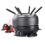 Ex-Pro 6 Personen Fondue-Set, elektrisch, 2,3 Liter, mit 6 Gabeln, Temperaturregelung und Antihaftbeschichtung, 800 W, Schwarz