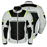 Motorradjacke für Herren, atmungsaktive Laufstoffjacke, Weiß, L
