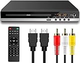 DVD Player für Fernseher, Mini CD/DVD Player, Regionen Free mit 1080P HDMI-Anschluss/AV-Ausgang, Dolby Digital, USB-Anschluss