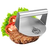 com-four® Burgerpresse Ø 14 cm aus Edelstahl 430, Burger Smasher - spülmaschinenfeste Hamburgerpresse für gleichmäßige Patties - Fleischbeschwerer perfekt für Grill & Pfanne