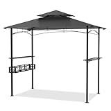 FIVMEN Grillpavillon 244x138x250 cm BBQ Grill Pavillon Gartenpavillon mit Bartresen und Doppelschichtdach Gartenlauben Gartenzelt Partyzelt UV-Schutz