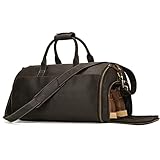 Reisetasche Herren echt Leder, Kleidersack Reisetasche Anzugsack 2 in 1 Garment Bag mit Schuhfach, Sporttasche Weekender Reisetasche für Herren, 2201 Dunkelbraun