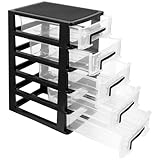 DIYEAH Lagiger aus Hochwertigem Kunststoff Transparenter Aufbewahrungsschrank für Make up Schmuck und Bürobedarf Platzsparende Schubladenbox für Schreibtisch und Kommode Schwarz