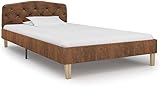 HaoChrymec Bettgestell Braun Wildleder-Optik, Robuster MDF-Rahmen, Elegantes Design, polsterbett, einzelbett, Für Schlafzimmer & Jugendzimmer, 90x200 cm