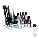 Relaxdays Kosmetikorganizer aus Acryl, Make up Kit für Lippenstift, Nagellack, Kosmetikutensilien, transparent Standard