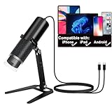 Jiusion Digital USB Mikroskop Kamera für iPhone iPad Android Telefon Tablet, 50 bis 1000X Mobile Münze Erwachsene Student Kind Scope Juwelier Lupe 1920x1440P Aufnahme mit Metall Stand - Nicht für PC