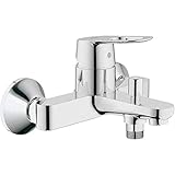 GROHE BauLoop - Einhand-Wannenbatterie (langlebige Oberfläche, Wandmontage, automatische Umstellung), chrom, 23341000