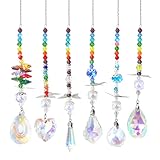 JYNTERPLAY 6 Stück Sonnenfänger Kristalle Anhänger Bunte Liebevoll Regenbogen Chakra Glas Kristall Ornament Kristallkugeln Licht für Zuhause Büro Garten Weihnachten Party Hochzeit
