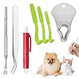 Muorruo 7er-Set Zeckenentfernungs-Werkzeugset, Zeckenpinzette aus Edelstahl + Zeckenschlüssel, schnelles und sicheres Zeckenentfernungswerkzeug für Hunde, Katzen und Menschen