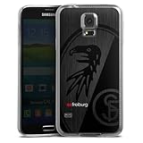 Slim Case extra dünn kompatibel mit Samsung Galaxy S5 Neo Silikon Handyhülle transparent Hülle SC Freiburg Offizielles Lizenzprodukt Metallic Look