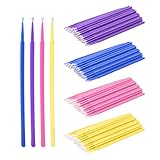 Surplex 400 Stück Wattestäbchen, Kopf biegbare ultrafeine Microbrush Microbürstchen Reinigungsstäbchen zur Minipinsel Wimpernverlängerung Zubehör für Makeup und Reinigung (Lila+Blau+Rosa+Gelb)