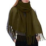 Generisch Damen Schal Elegant Wolle Halstuch Winter Schlauchschal Elegant Damen-Schal Kuschelig Casual Damenschal Warm Schals Bequeme Wollschal Leichte Weiche Winterschal Armeegrün One Size