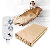 Infrarot SPA Decke 180x220cm, 2 Zonen Fernbedienung, Tragbare Spa zu Hause, Infrarottherapie, Körper Detox Fitness Heißes Schwitzen Anti Aging Beauty Maschine Persönliche Sauna Tasche (beige)