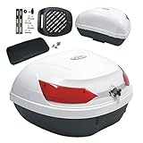Top Case Motorrad Rückenlehne Top Box Koffer Motorrad Scooter Quad 48 L Weiss