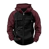 Outdoor Hoodie Herren Sport Kapuzenjacke mit Taschen Gym Reißverschluss Sweatjacke Jogging Sweatshirt mit Kordelzug Casual Warm Übergangsjacke Fashion Langarm Sportjacke Freizeitjacke mit Kapuze
