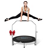 SereneLife SLSPT438 Tragbares Fitness-Rebounder, 76,2 cm, Jumping-Aerobic-Workout, Mini-Trampolin für Erwachsene, mit verstellbarem Lenker, Feder, faltbares Übungstrampolin bis zu 100 kg