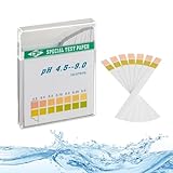 ECENCE pH Teststreifen 100 Stck., Lackmus Testpapier, Messbereich 4,5-9, Indikator, Säuretest für verschiedene Flüssigkeiten (z. B. Aquarien, Trink-Wasser, Speichel, Urin)