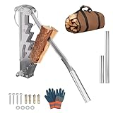 Jaxguom Manueller Holzspalter, Wandhalterung Manueller Holzspalter mit 2 Abziehbar Griff，Wandhalterung Anzündholz Spalter，Wand Holzspalter mit Brennholzsack，Silber