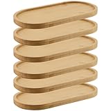 NAMYEUT 6 Stück Bambus Tablett Oval, Ovale Holztabletts Klein, Bambustablett Holz Servierplatte Serviertablett Lebensmittel Getränke Tabletts für Restaurant, Café, Küche, Party, Brot, Dessert