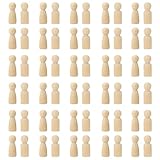 60 Stück DIY Holzfiguren zum Bemalen und Basteln,Holzfiguren Puppen,DIY natürliche Holzfiguren,Unvollendete Holz Familie Figuren,Holzfiguren zum Bemalen,Holzfiguren Puppen für Geburtstag Dekoration