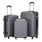 BEIBYE 2045 Zwillingsrollen 3tlg. Reisekoffer Koffer Kofferset Trolleys Hartschale in 14 Farben (Dark Gray)