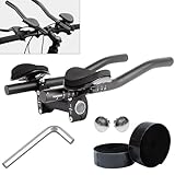 Triathlon Fahrradlenker Schwarz, TT-Lenker, Lenker Aero Bars, Aluminiumlegierung, Lenkeraufsatz Triathlon Lenker Verstellbare Fahrradstütze Lenker für Rennräder Mountainbike